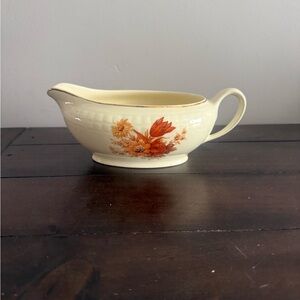 Vintage Edwin M. Knowles Honor Gold Gravy Boat Floral Gold Trim USA